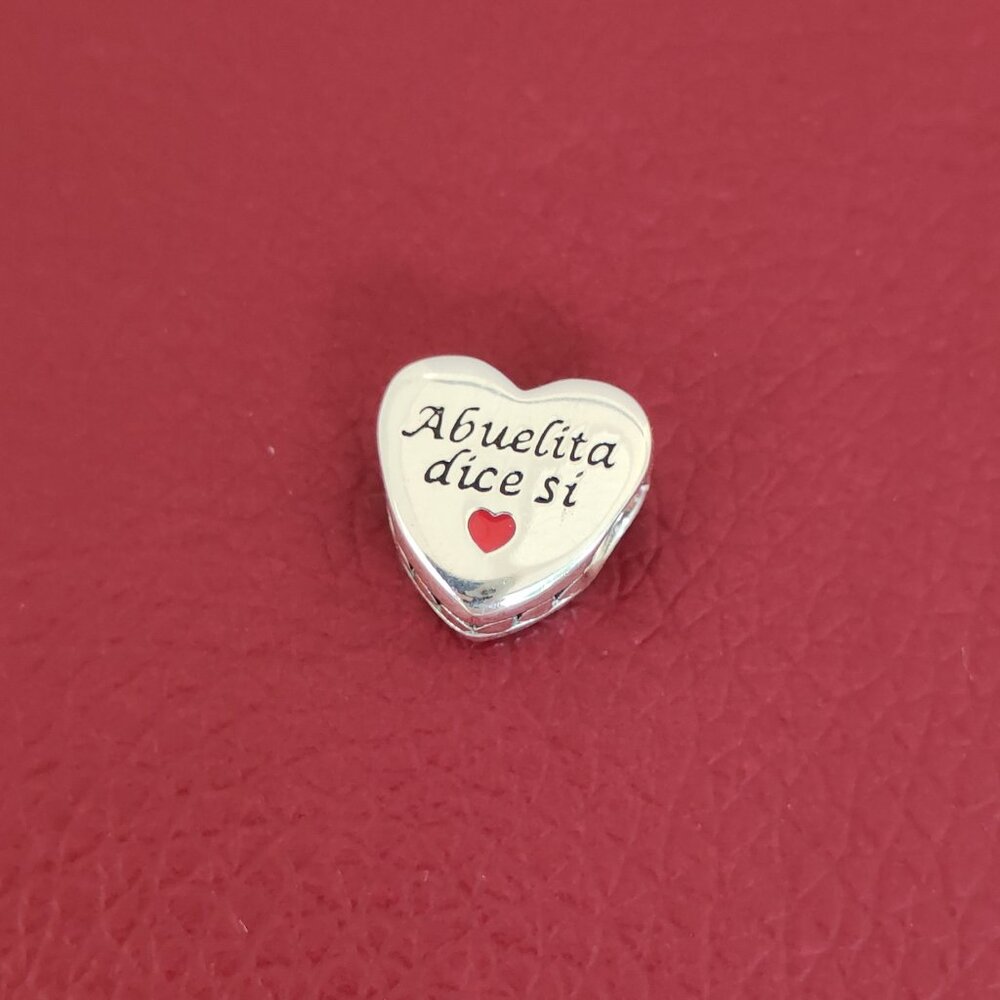 Pandora Abuelita dice si Charm Grandmother Heart Bead Pendant with box S925